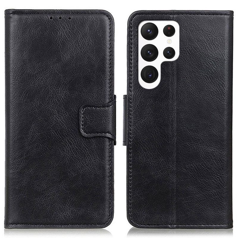 Flip Case voor Samsung Galaxy S23 Ultra 5G Stijl Lederen Gesp Omkeerbaar