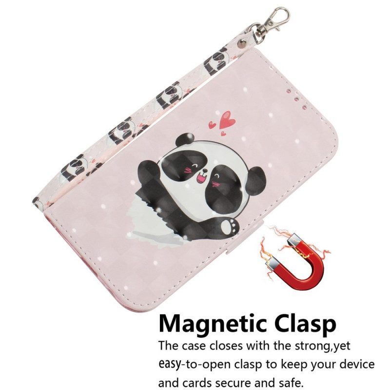 Flip Case voor Sony Xperia 1 IV Met Ketting Kleine Panda Met Riem