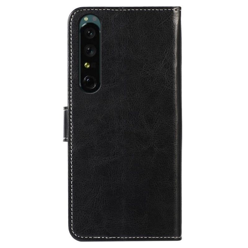 Flip Case voor Sony Xperia 1 IV Zichtbare Naden In Leerstijl