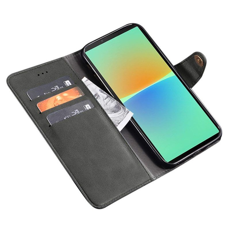 Flip Case voor Sony Xperia 10 IV Leerstijl Met Klinknagels Idewei