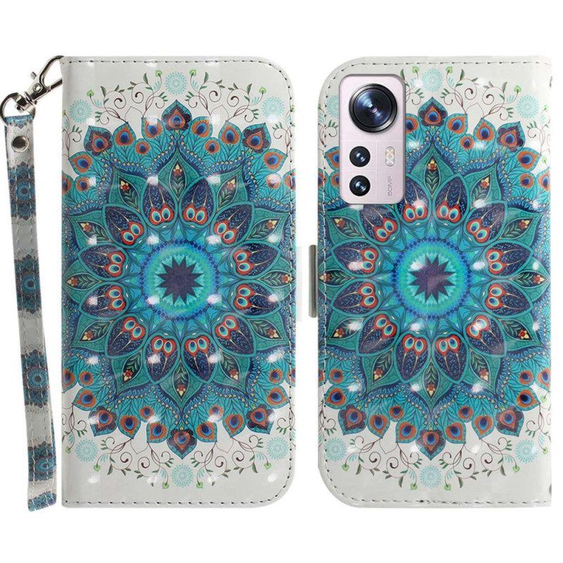 Flip Case voor Xiaomi 12 / 12X Met Ketting Strakke Mandala