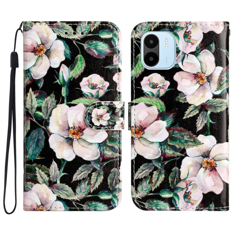 Flip Case voor Xiaomi Redmi A1 Met Ketting Riem Magnolia's