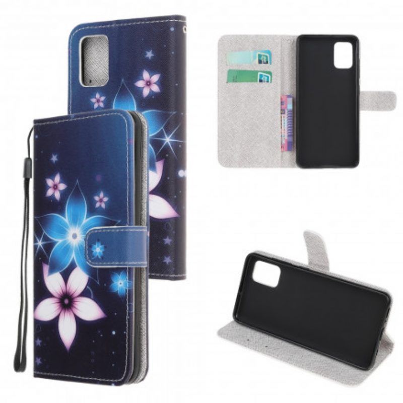 Flip Case voor Xiaomi Redmi Note 10 / 10S Met Ketting Maanband Bloemen