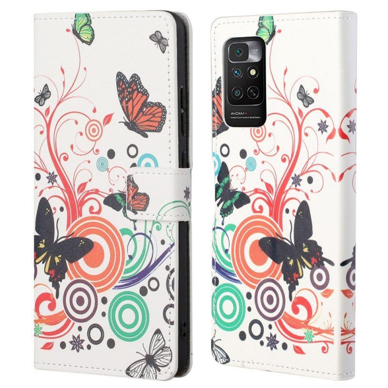 Flip Case voor Xiaomi Redmi Note 11 / 11S Vlinders En Bloemen