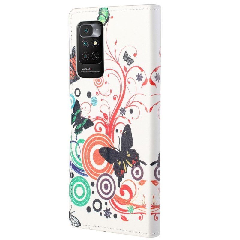 Flip Case voor Xiaomi Redmi Note 11 / 11S Vlinders En Bloemen