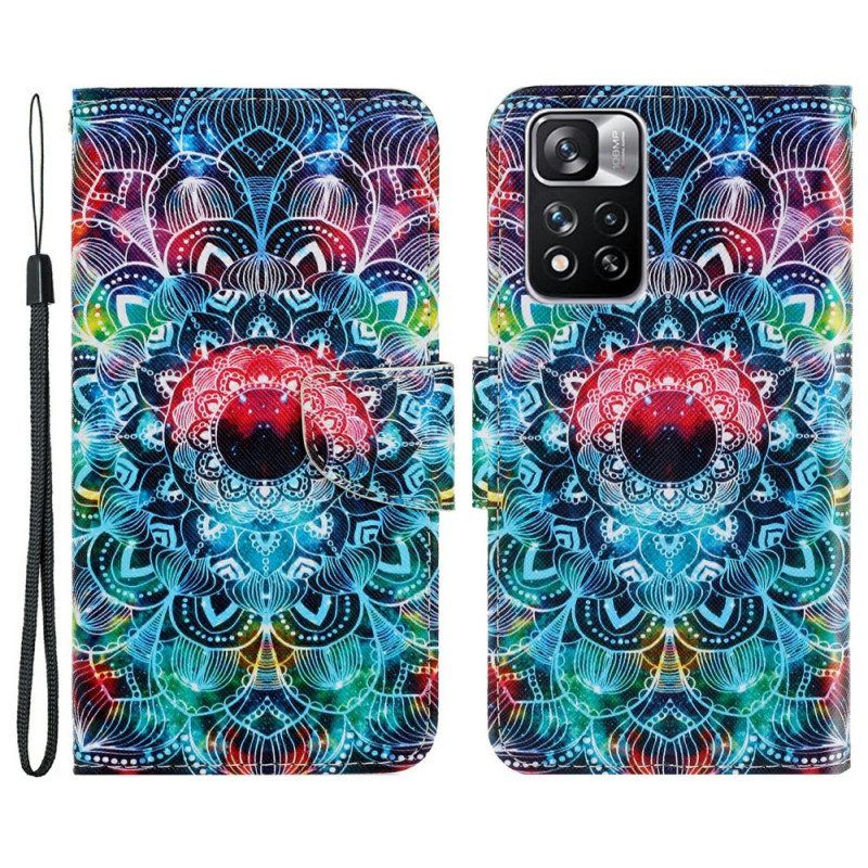 Flip Case voor Xiaomi Redmi Note 11 Pro Plus 5G Met Ketting Flitsende Strappy Mandala