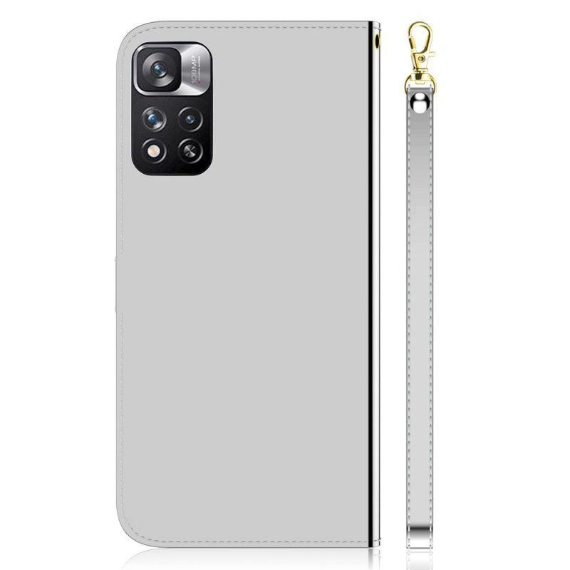 Flip Case voor Xiaomi Redmi Note 11 Pro Plus 5G Spiegelhoes Van Imitatieleer