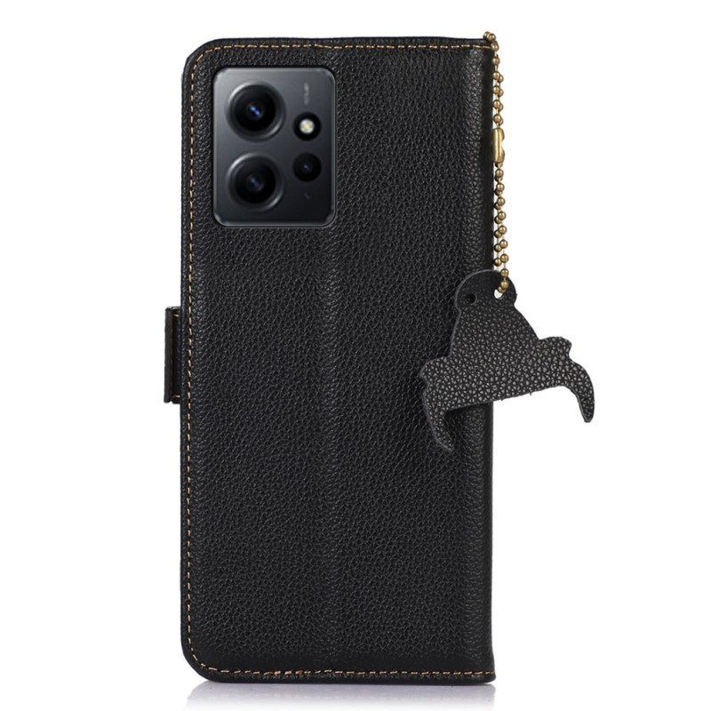 Flip Case voor Xiaomi Redmi Note 12 4G Echt Rfid-gestructureerd Leer