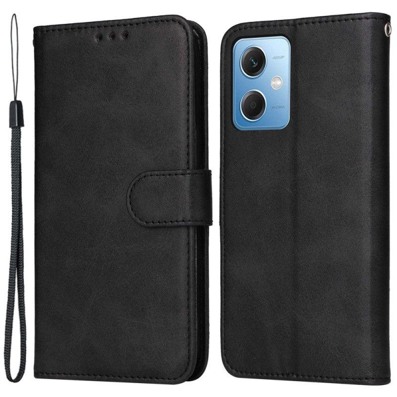 Flip Case voor Xiaomi Redmi Note 12 5G Met Ketting Effen Met Bandje