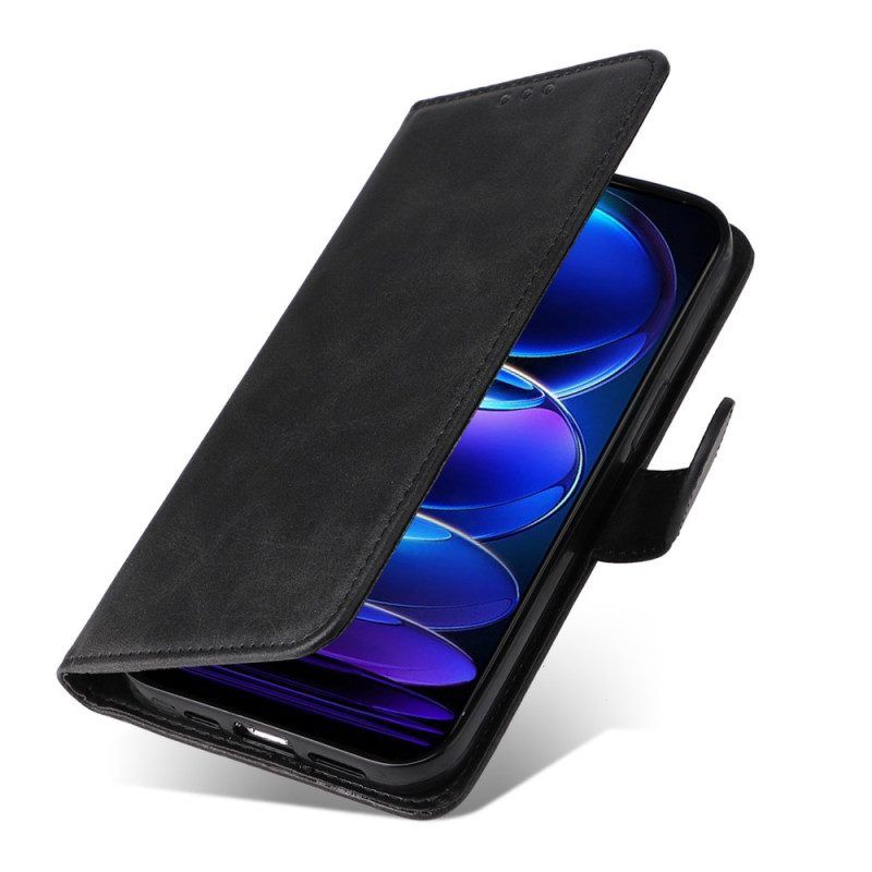 Flip Case voor Xiaomi Redmi Note 12 5G Met Ketting Effen Met Bandje