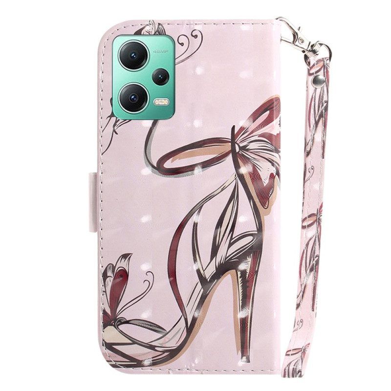 Flip Case voor Xiaomi Redmi Note 12 5G Met Ketting Pompoen Met Bandjes