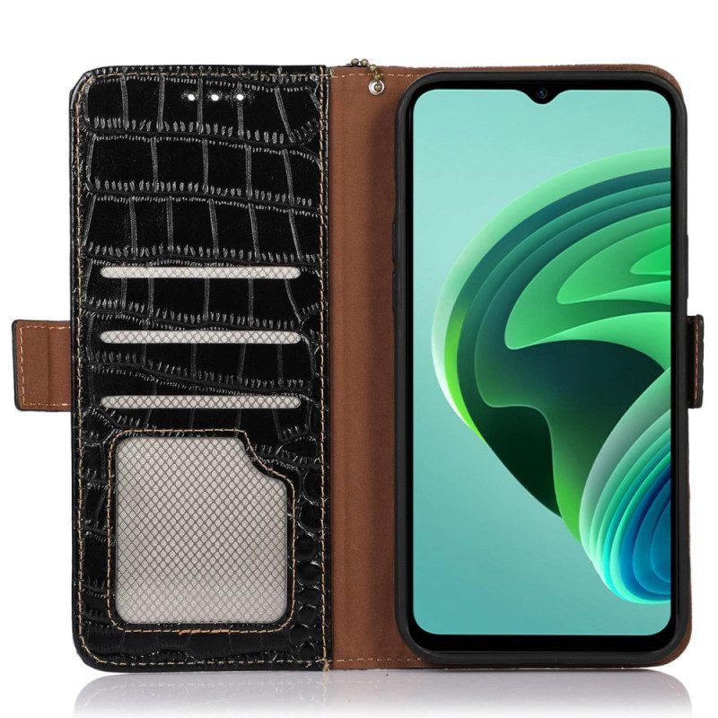 Flip Case voor Xiaomi Redmi Note 12 Pro Plus Rfid In Krokodilstijl