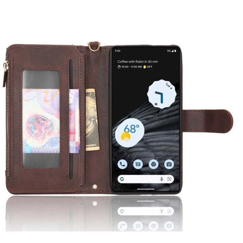 Folio-hoesje voor Google Pixel 7 Pro Kunstleer Met Lanyard En Schouderriem