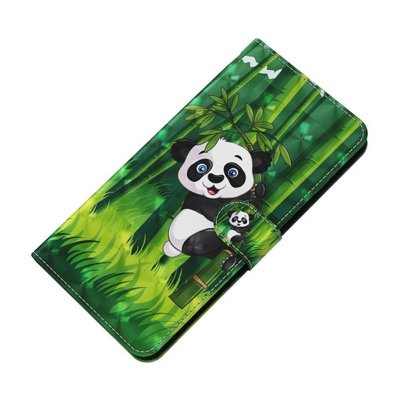 Folio-hoesje voor Google Pixel 7 Pro Met Ketting Panda En Bamboe Met Lanyard