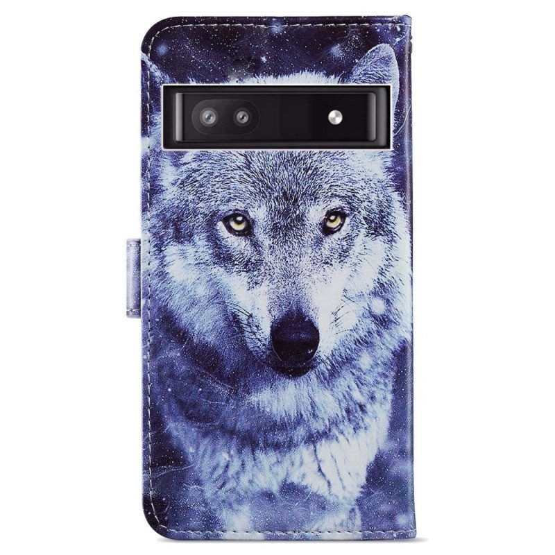 Folio-hoesje voor Google Pixel 7A Met Ketting Mijn Strappy Wolf