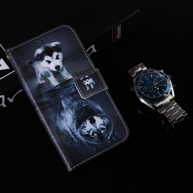 Folio-hoesje voor Honor Magic 5 Lite Met Ketting Strappy Puppy-droom