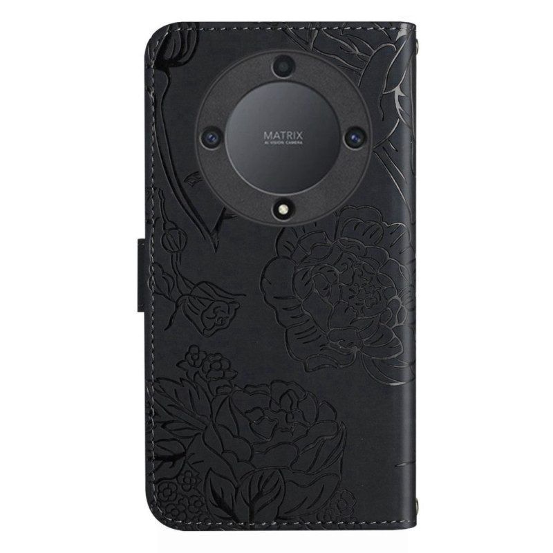 Folio-hoesje voor Honor Magic 5 Lite Vlinders En Lanyard