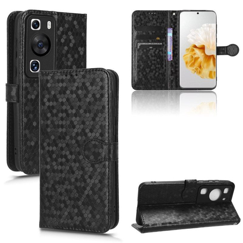 Folio-hoesje voor Huawei P60 Pro Met Ketting 3d-patroon Met Riempje