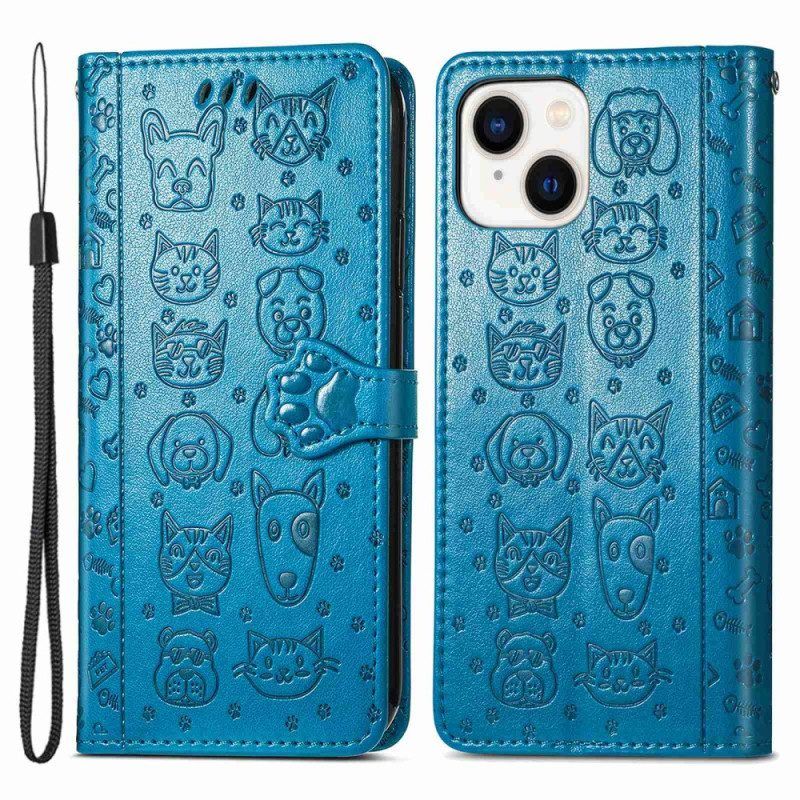 Folio-hoesje voor iPhone 14 Geanimeerde Dieren