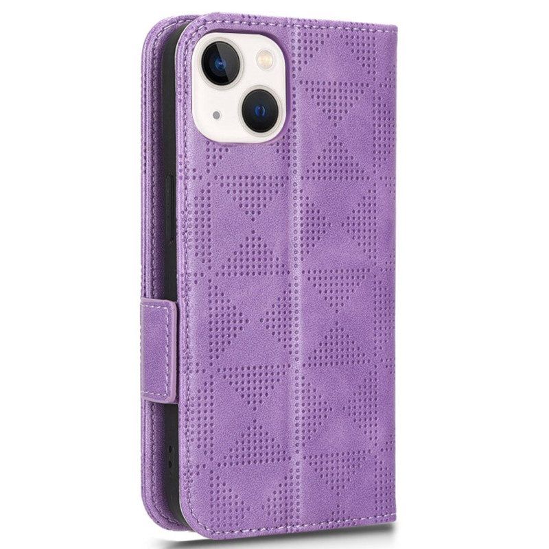 Folio-hoesje voor iPhone 14 Plus Flip Case Dubbel Flap- En Driehoekspatroon