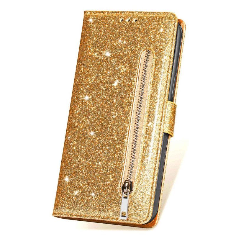 Folio-hoesje voor iPhone 14 Plus Glitter Portemonnee
