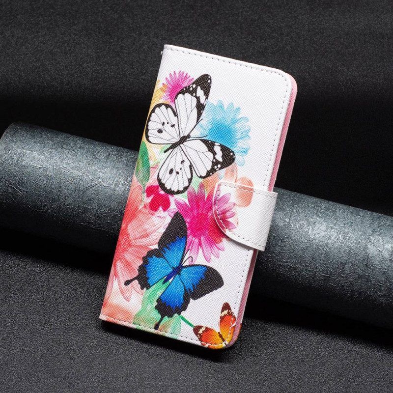 Folio-hoesje voor iPhone 14 Pro Aquarel Vlinders