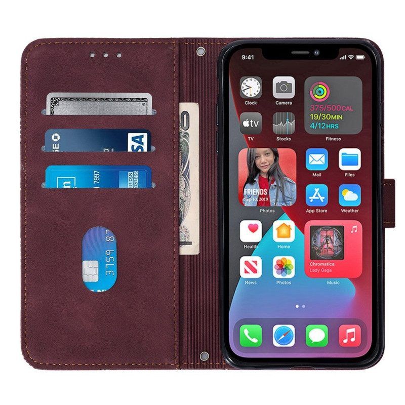 Folio-hoesje voor iPhone 14 Pro Max Met Ketting Riem Driehoeken