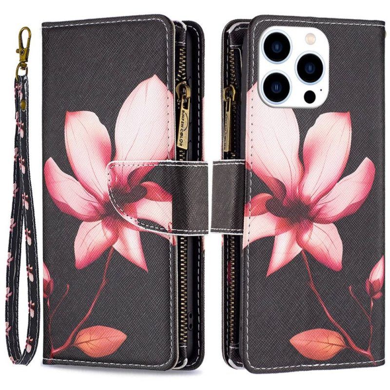 Folio-hoesje voor iPhone 14 Pro Portemonnee Leren Bloemen Portemonnee