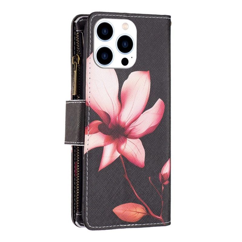 Folio-hoesje voor iPhone 14 Pro Portemonnee Leren Bloemen Portemonnee