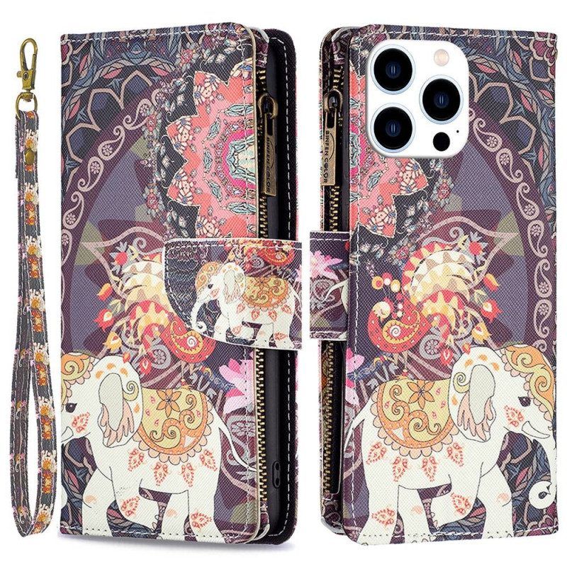 Folio-hoesje voor iPhone 14 Pro Portemonnee Olifant Portemonnee