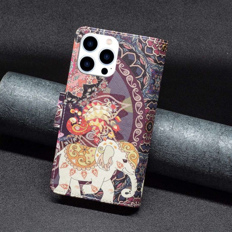 Folio-hoesje voor iPhone 14 Pro Portemonnee Olifant Portemonnee