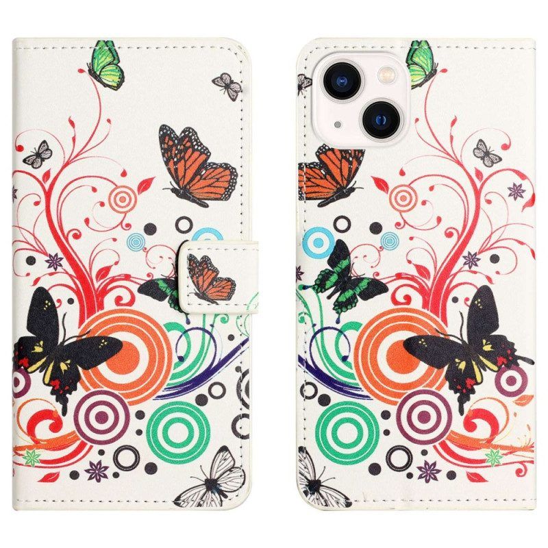 Folio-hoesje voor iPhone 14 Vlinders