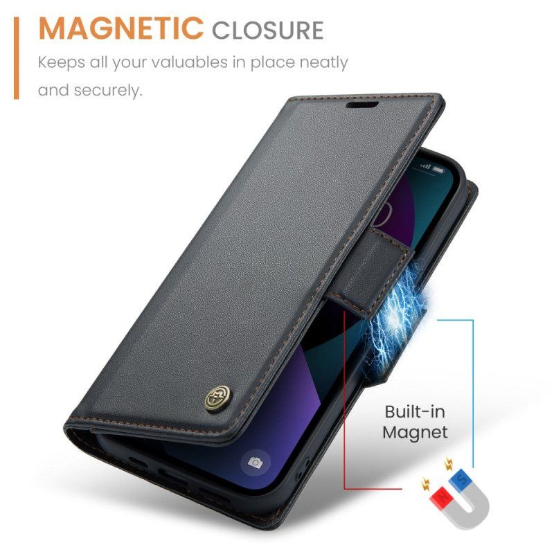 Folio-hoesje voor iPhone 15 Caseme Lederen Stijl