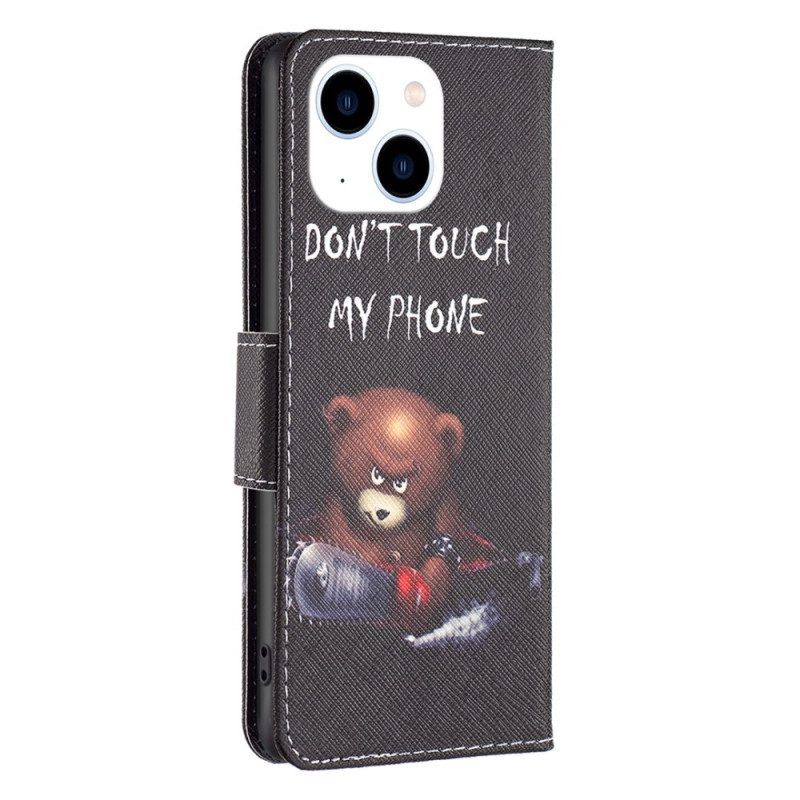 Folio-hoesje voor iPhone 15 Gevaarlijke Beer