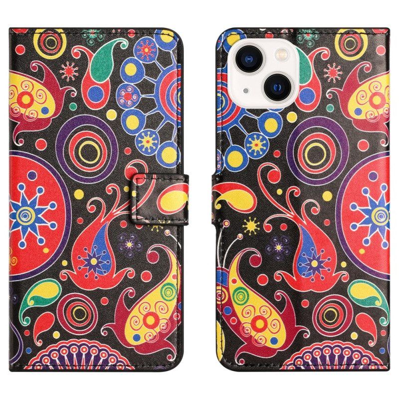 Folio-hoesje voor iPhone 15 Plus Galaxy-patroon