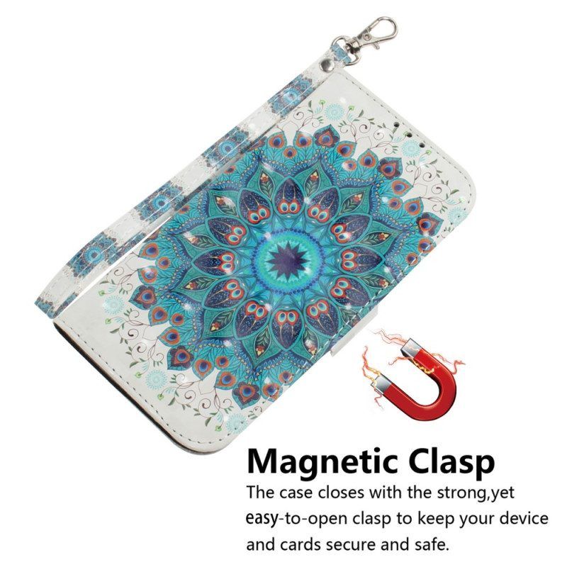Folio-hoesje voor iPhone 15 Plus Met Ketting Mandala Met Bandje