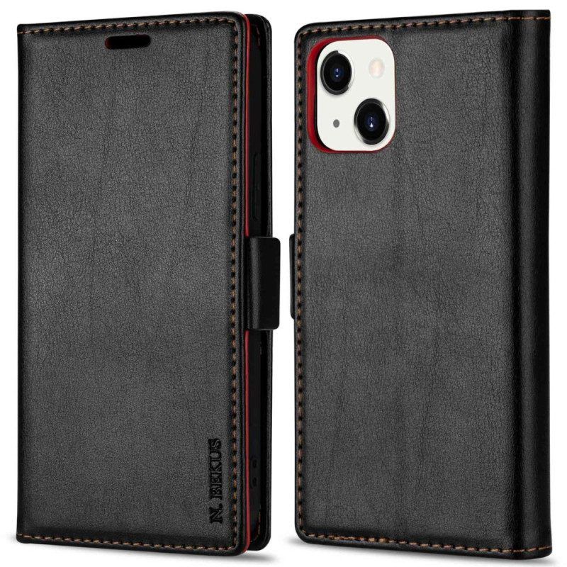 Folio-hoesje voor iPhone 15 Plus N.bekus Ledereffect