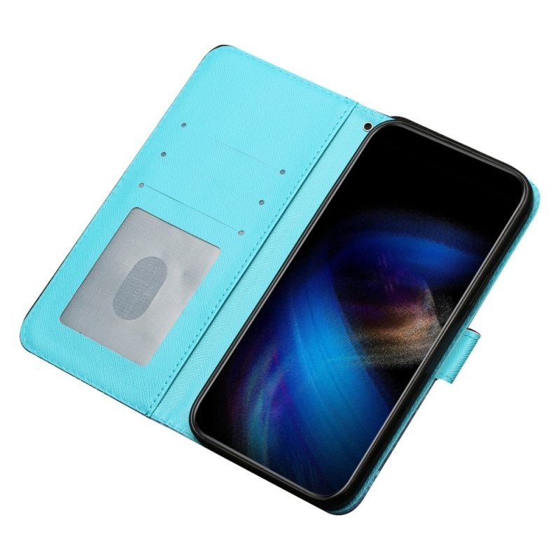 Folio-hoesje voor iPhone 15 Pro Met Ketting 3d Marmer Met Bandje