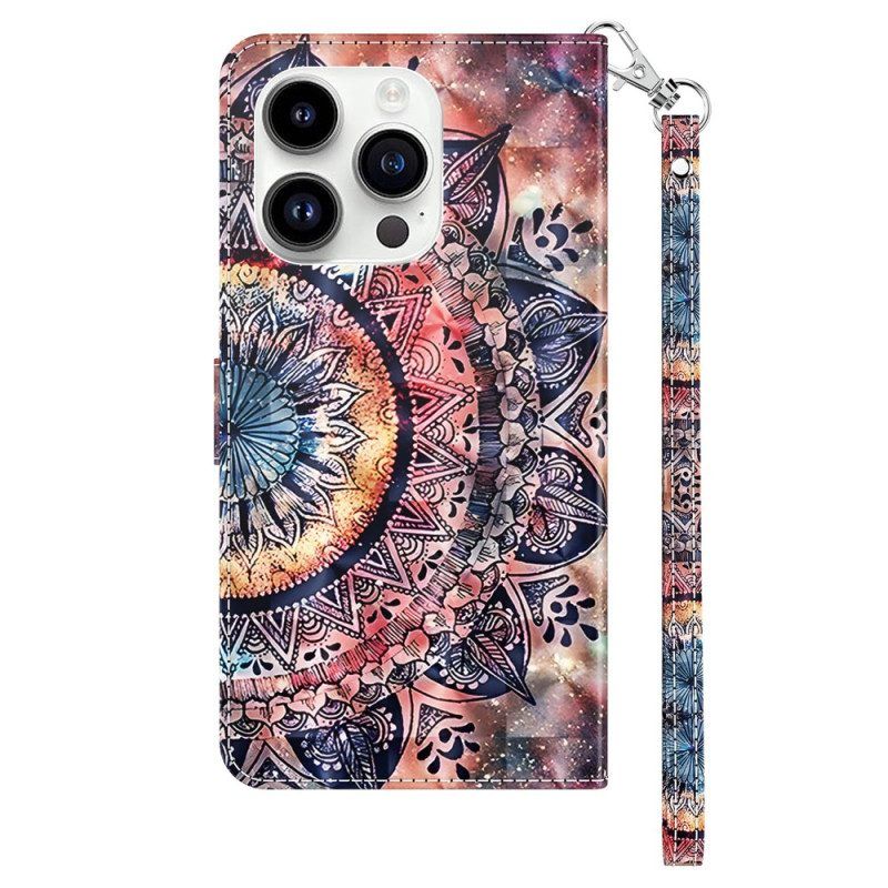 Folio-hoesje voor iPhone 15 Pro Met Ketting Mandala Met Bandje