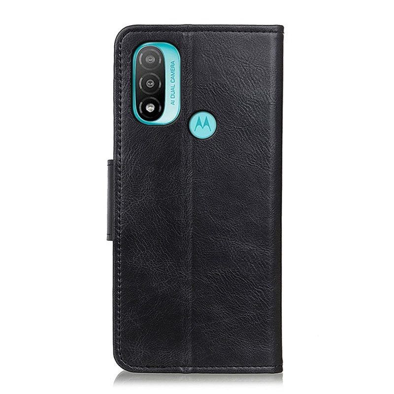 Folio-hoesje voor Moto E40 / E30 / E20 Omkeerbare Sluiting Met Leereffect