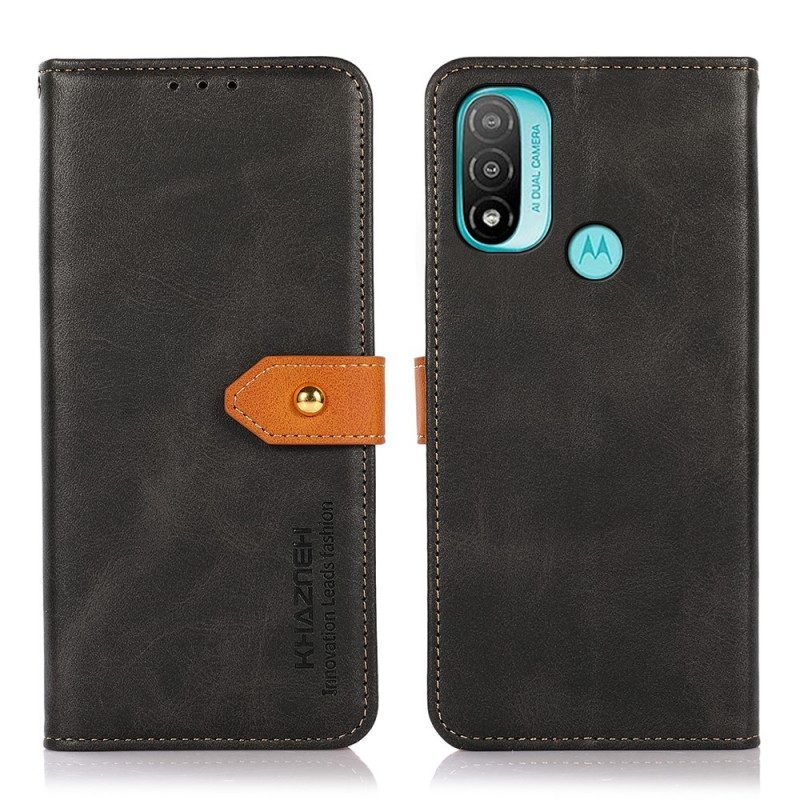 Folio-hoesje voor Moto E40 / E30 / E20 Tweekleurige Gouden Gesp Khazneh