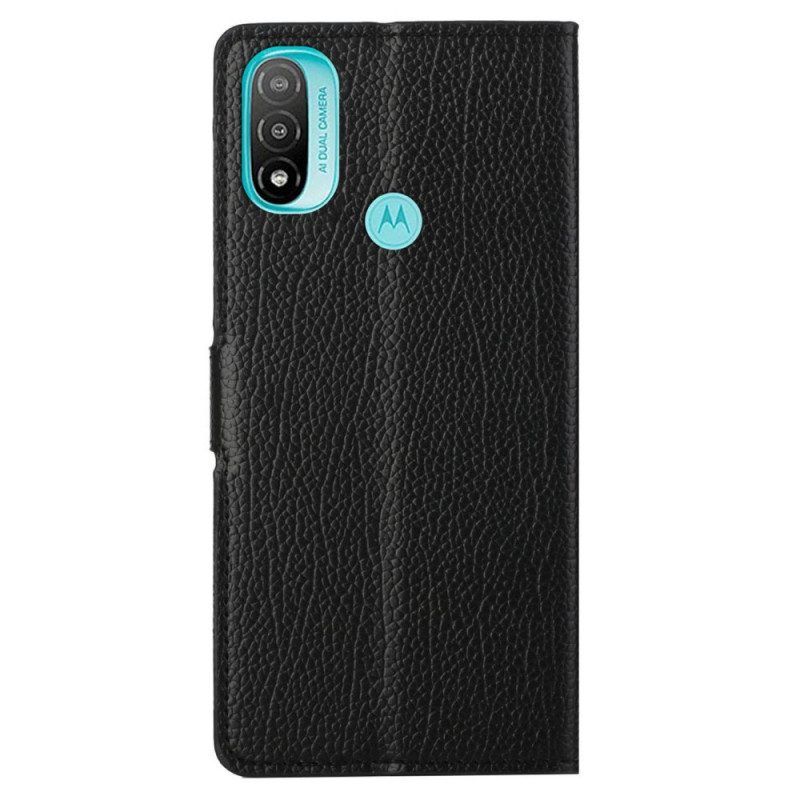 Folio-hoesje voor Moto G71 5G Litchi-nerf Leereffect