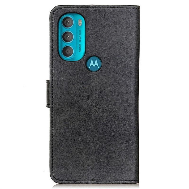 Folio-hoesje voor Moto G71 5G Retro Mat Leereffect