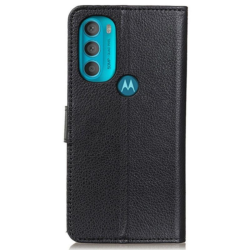 Folio-hoesje voor Moto G71 5G Traditioneel Lychee