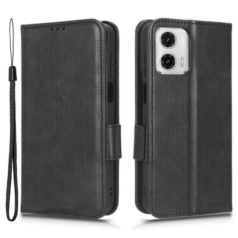 Folio-hoesje voor Moto G73 5G Bedrukte Driehoeken Met Lanyard