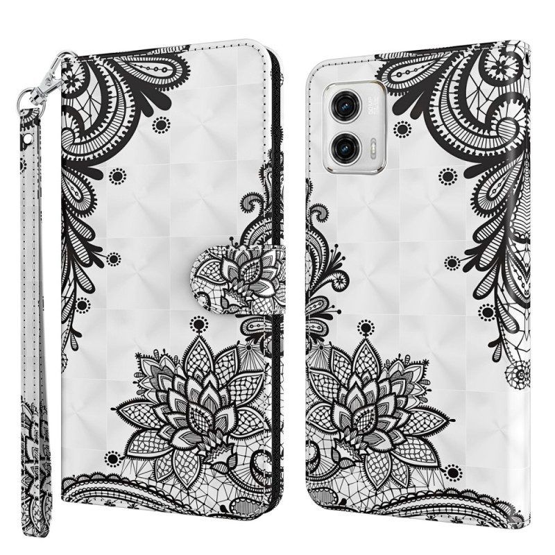 Folio-hoesje voor Moto G73 5G Met Ketting Kant Met Bandjes