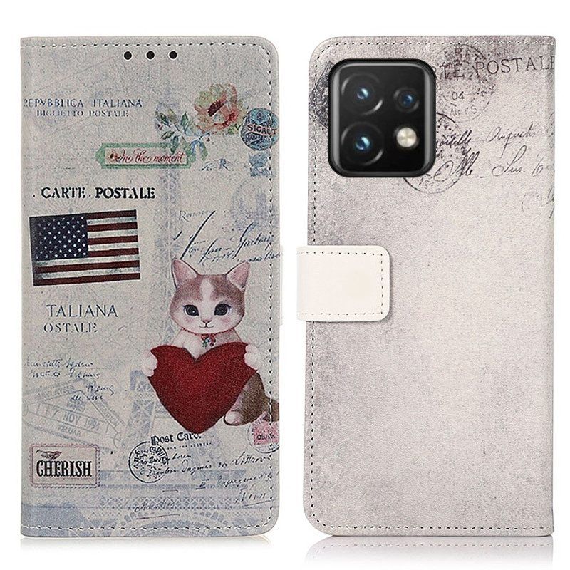 Folio-hoesje voor Motorola Edge 40 Pro Reiziger Kat