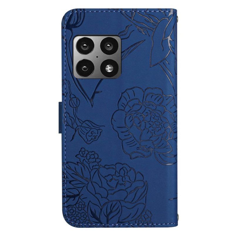 Folio-hoesje voor OnePlus 10 Pro 5G Vlinders Met Lanyard