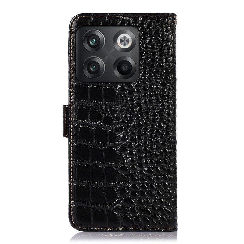 Folio-hoesje voor OnePlus 10T 5G Rfid In Krokodilstijl