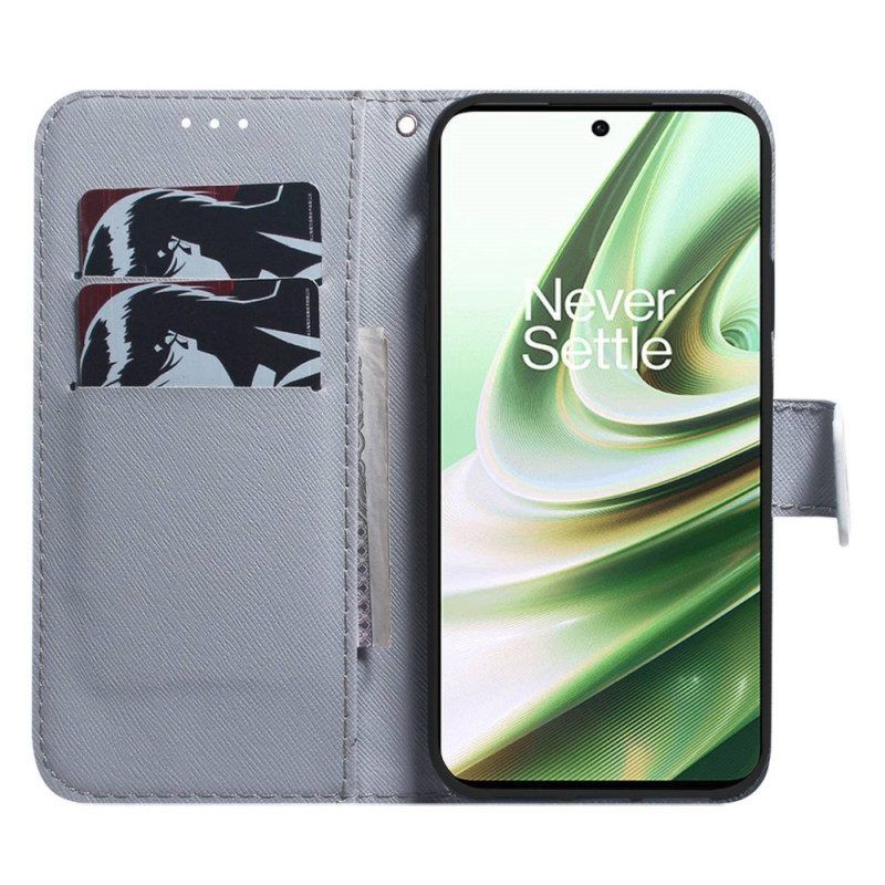 Folio-hoesje voor OnePlus Nord 2T 5G Met Ketting Abrikozenbloemen Met Bandjes